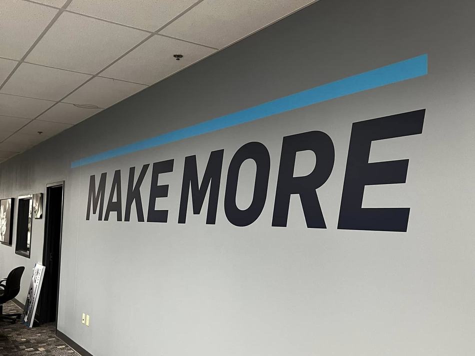 Make More office wall lettering — Wall & Window Graphics by Brand 513 Collective